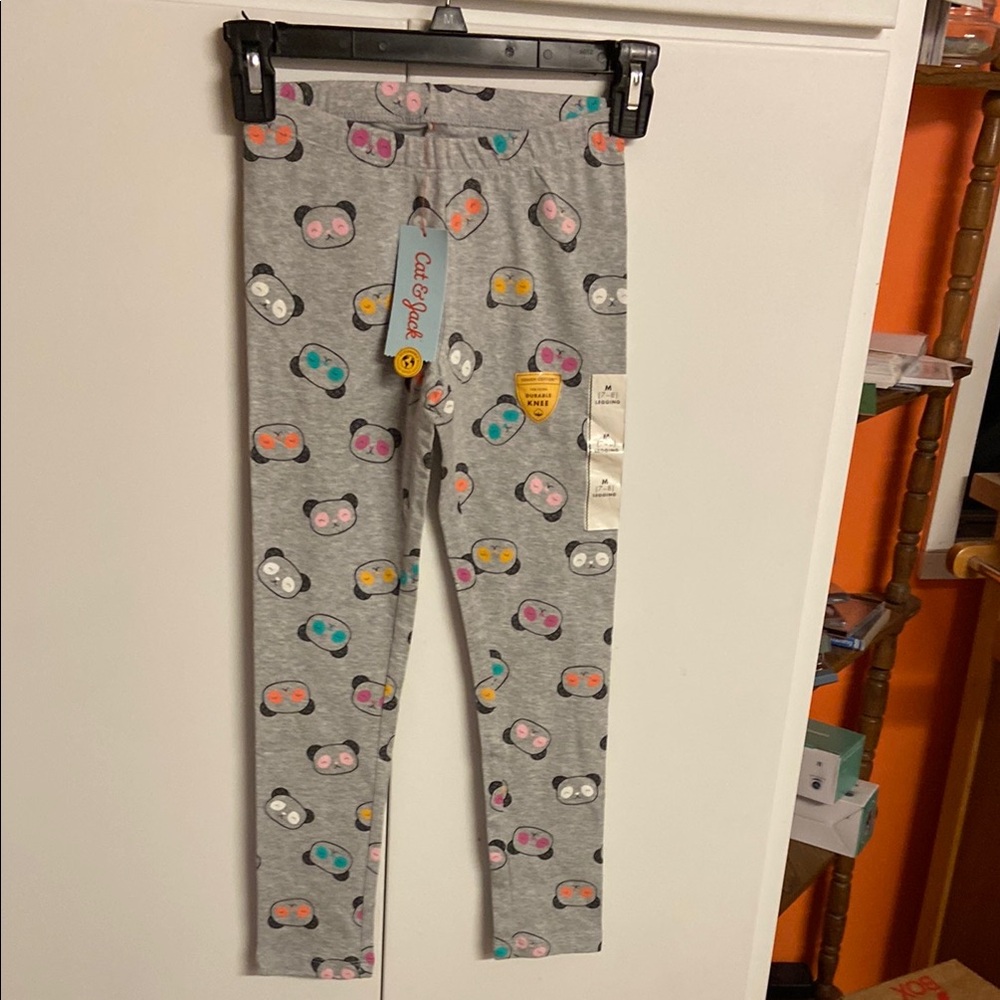 Cat & Jack Gray Leggings with Colorful Panda Print
